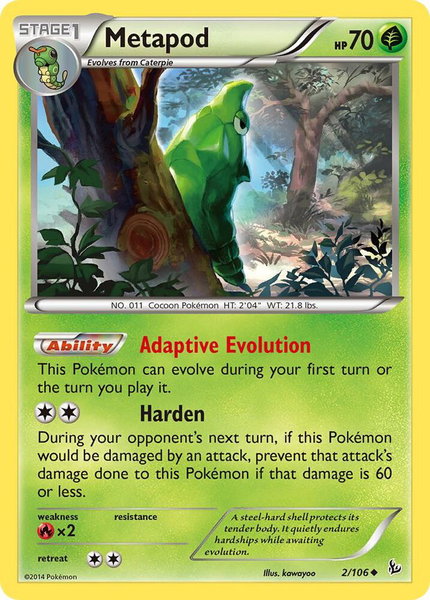 Metapod trading card from XY - Flashfire Metapod - XY - Flashfire Pokémon trading card