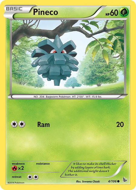 Pineco trading card from XY - Flashfire Pineco - XY - Flashfire Pokémon trading card