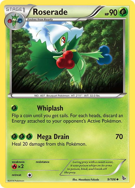 Roserade trading card from XY - Flashfire Roserade - XY - Flashfire Pokémon trading card