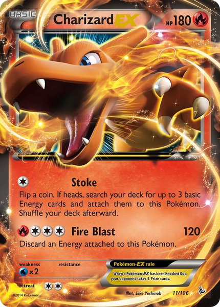 Charizard EX (11) trading card from XY - Flashfire Charizard EX (11) - XY - Flashfire Pokémon trading card