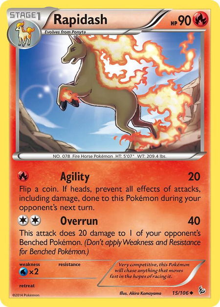 Rapidash trading card from XY - Flashfire Rapidash - XY - Flashfire Pokémon trading card