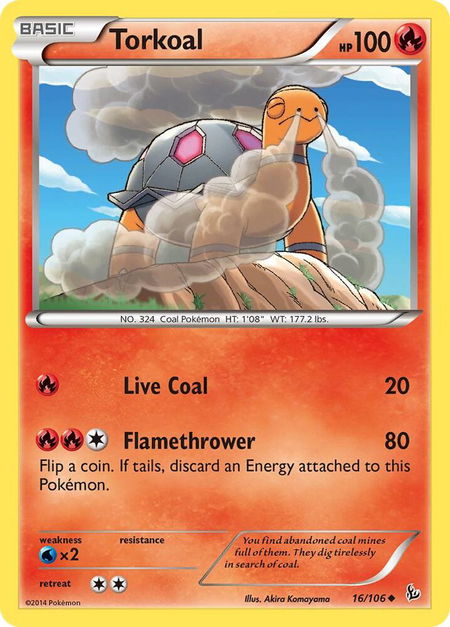 Torkoal trading card from XY - Flashfire Torkoal - XY - Flashfire Pokémon trading card