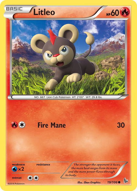 Litleo (19) trading card from XY - Flashfire Litleo (19) - XY - Flashfire Pokémon trading card