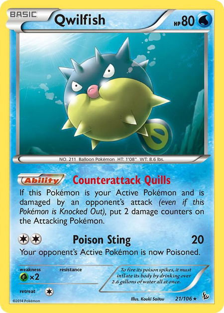 Qwilfish - XY - Flashfire Pokémon trading card