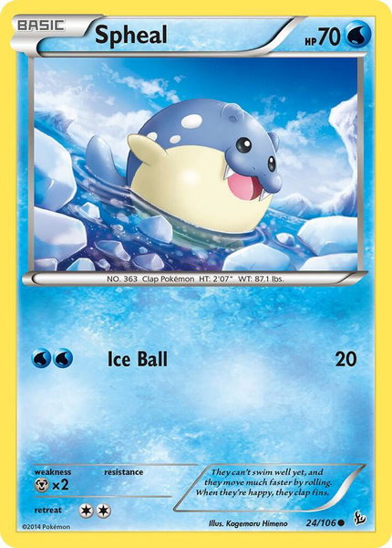 Spheal trading card from XY - Flashfire Spheal - XY - Flashfire Pokémon trading card