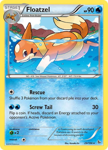 Floatzel trading card from XY - Flashfire Floatzel - XY - Flashfire Pokémon trading card