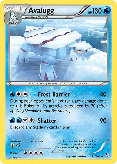 Avalugg trading card from XY - Flashfire Avalugg - XY - Flashfire Pokémon trading card