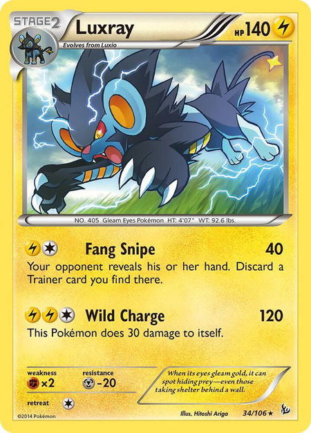 Luxray trading card from XY - Flashfire Luxray - XY - Flashfire Pokémon trading card