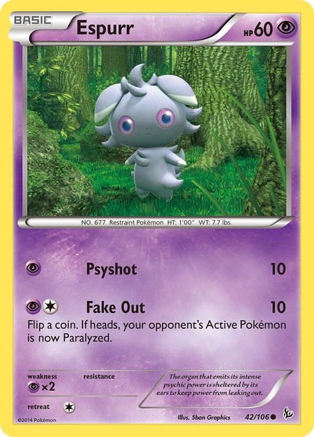 Espurr trading card from XY - Flashfire Espurr - XY - Flashfire Pokémon trading card