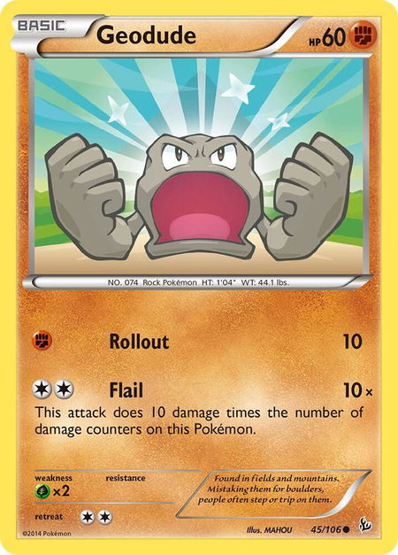 Geodude trading card from XY - Flashfire Geodude - XY - Flashfire Pokémon trading card