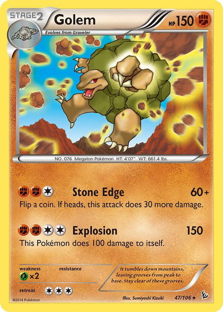 Golem trading card from XY - Flashfire Golem - XY - Flashfire Pokémon trading card