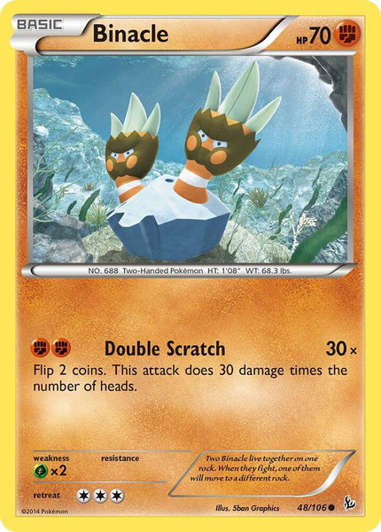 Binacle trading card from XY - Flashfire Binacle - XY - Flashfire Pokémon trading card
