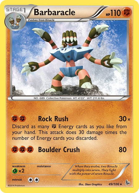Barbaracle trading card from XY - Flashfire Barbaracle - XY - Flashfire Pokémon trading card
