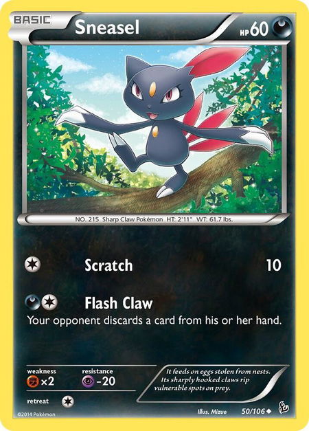 Sneasel (50) trading card from XY - Flashfire Sneasel (50) - XY - Flashfire Pokémon trading card