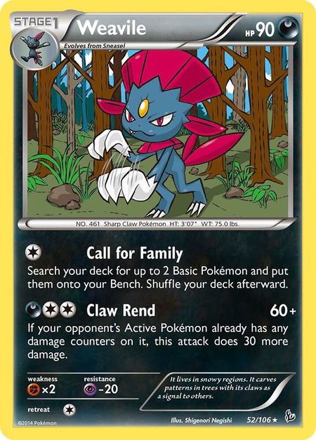 Weavile trading card from XY - Flashfire Weavile - XY - Flashfire Pokémon trading card