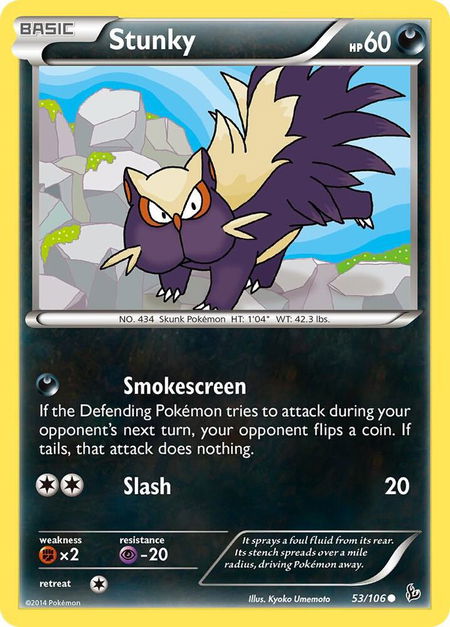 Stunky (53) trading card from XY - Flashfire Stunky (53) - XY - Flashfire Pokémon trading card