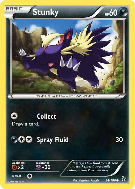 Stunky (54) trading card from XY - Flashfire Stunky (54) - XY - Flashfire Pokémon trading card