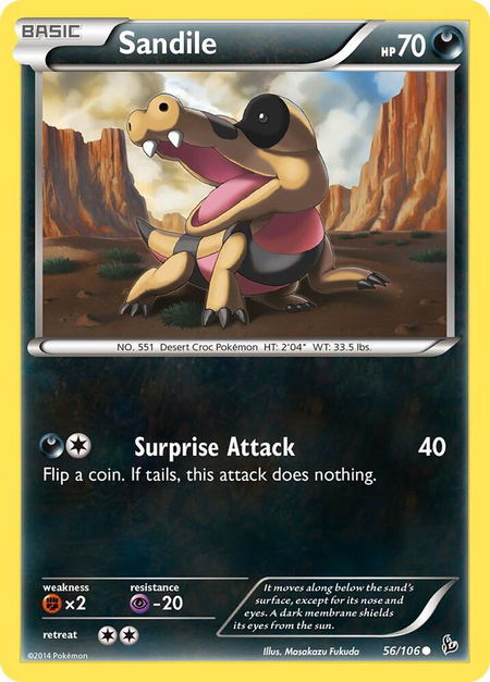 Sandile trading card from XY - Flashfire Sandile - XY - Flashfire Pokémon trading card