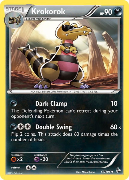 Krokorok trading card from XY - Flashfire Krokorok - XY - Flashfire Pokémon trading card