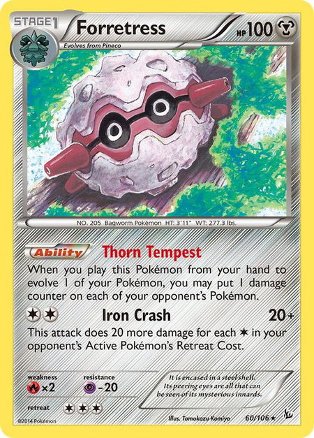 Forretress trading card from XY - Flashfire Forretress - XY - Flashfire Pokémon trading card
