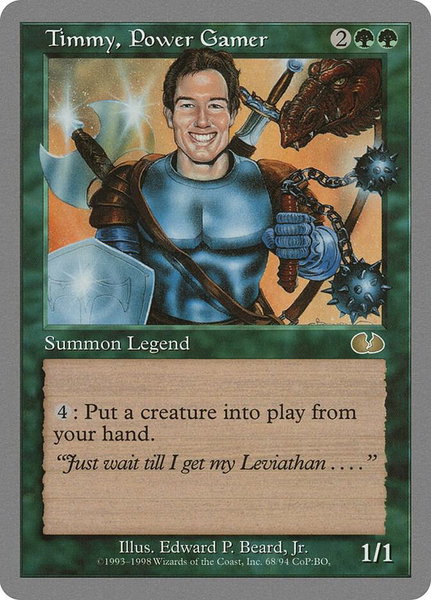 Timmy, Power Gamer trading card from Unglued Timmy, Power Gamer - Unglued Magic: The Gathering trading card