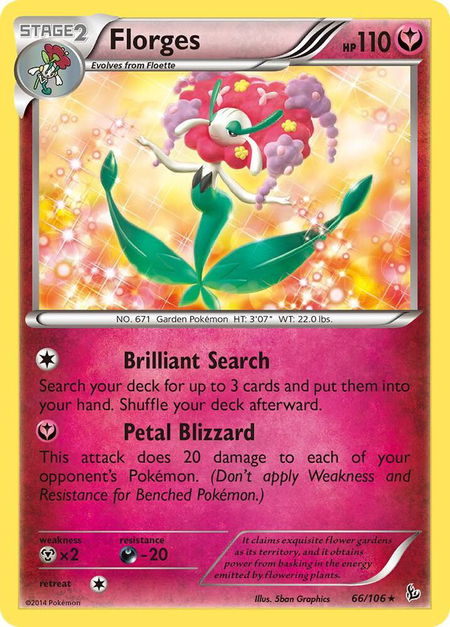 Florges trading card from XY - Flashfire Florges - XY - Flashfire Pokémon trading card