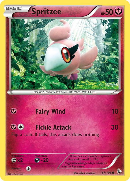 Spritzee trading card from XY - Flashfire Spritzee - XY - Flashfire Pokémon trading card