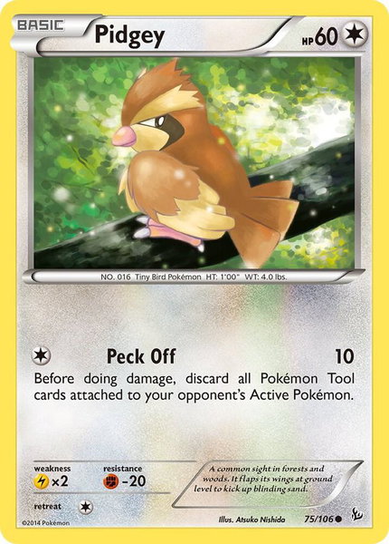 Pidgey trading card from XY - Flashfire Pidgey - XY - Flashfire Pokémon trading card