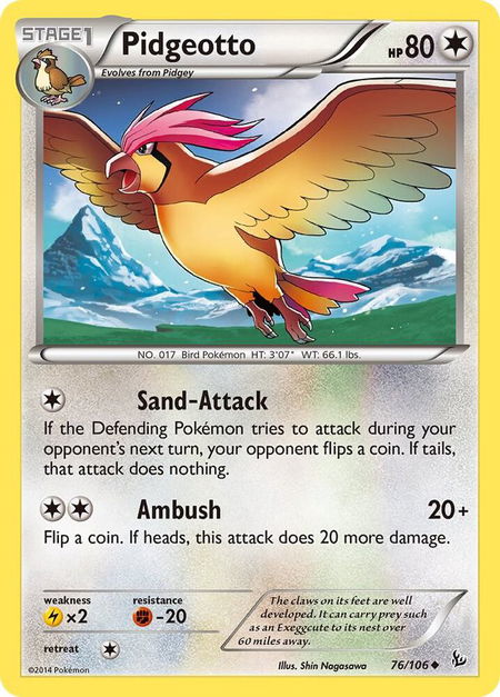 Pidgeotto trading card from XY - Flashfire Pidgeotto - XY - Flashfire Pokémon trading card