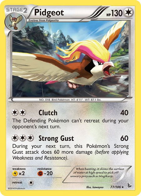 Pidgeot trading card from XY - Flashfire Pidgeot - XY - Flashfire Pokémon trading card