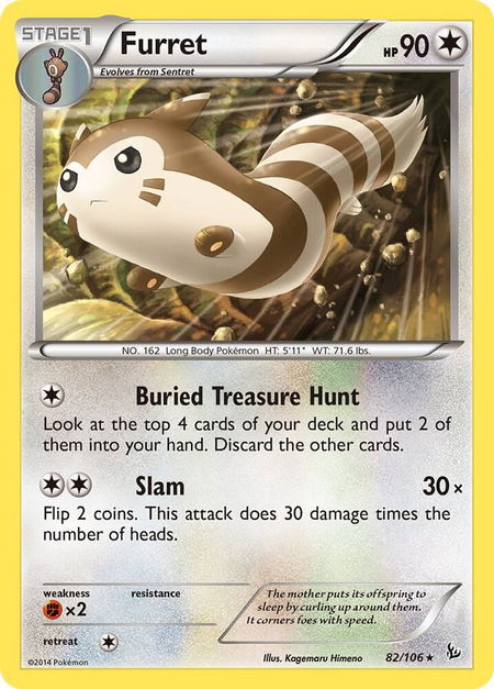 Furret trading card from XY - Flashfire Furret - XY - Flashfire Pokémon trading card