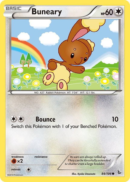 Buneary trading card from XY - Flashfire Buneary - XY - Flashfire Pokémon trading card