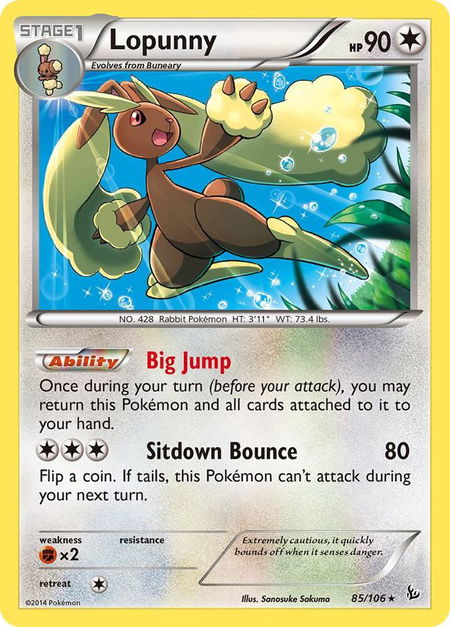 Lopunny trading card from XY - Flashfire Lopunny - XY - Flashfire Pokémon trading card