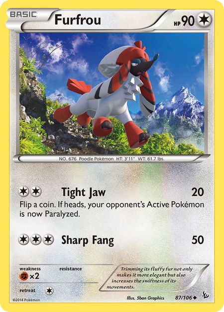 Furfrou trading card from XY - Flashfire Furfrou - XY - Flashfire Pokémon trading card