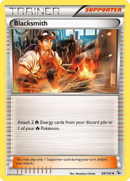 Blacksmith trading card from XY - Flashfire Blacksmith - XY - Flashfire Pokémon trading card