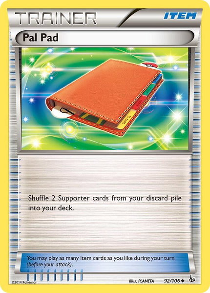 Pal Pad trading card from XY - Flashfire Pal Pad - XY - Flashfire Pokémon trading card