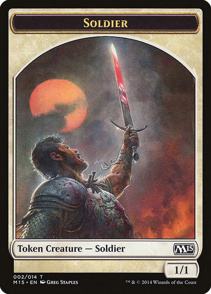 Soldier Token trading card from Magic 2015 (M15) Soldier Token - Magic 2015 (M15) Magic: The Gathering trading card