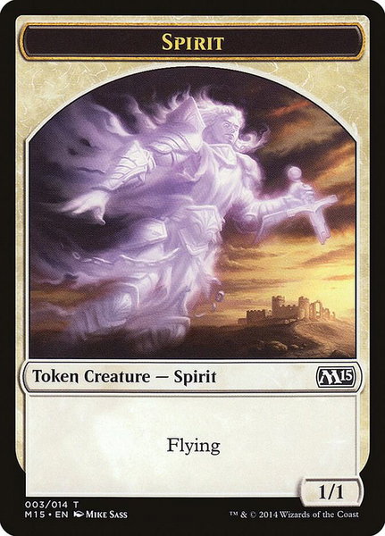 Spirit Token trading card from Magic 2015 (M15) Spirit Token - Magic 2015 (M15) Magic: The Gathering trading card