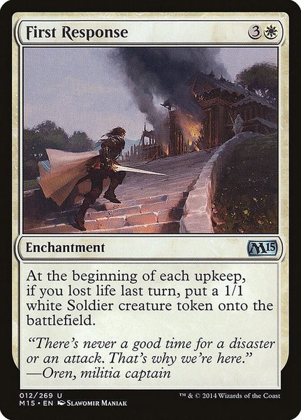 First Response trading card from Magic 2015 (M15) First Response - Magic 2015 (M15) Magic: The Gathering trading card