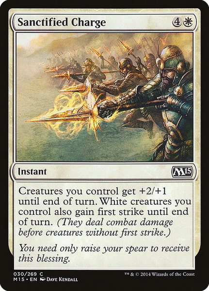 Sanctified Charge trading card from Magic 2015 (M15) Sanctified Charge - Magic 2015 (M15) Magic: The Gathering trading card