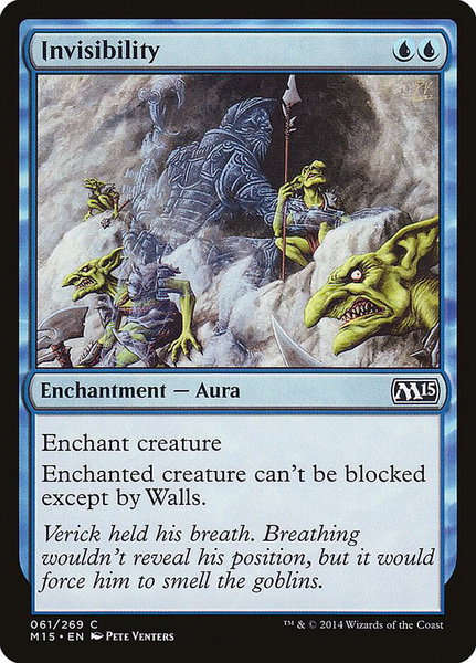 Invisibility trading card from Magic 2015 (M15) Invisibility - Magic 2015 (M15) Magic: The Gathering trading card