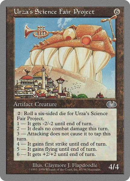 Urza's Science Fair Project trading card from Unglued Urza's Science Fair Project - Unglued Magic: The Gathering trading card