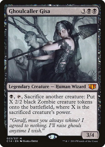 Ghoulcaller Gisa trading card from Commander 2014 Ghoulcaller Gisa - Commander 2014 Magic: The Gathering trading card