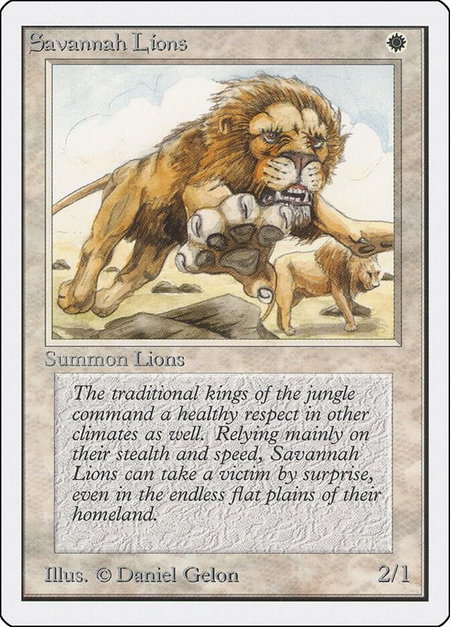 Savannah Lions trading card from Unlimited Edition Savannah Lions - Unlimited Edition Magic: The Gathering trading card