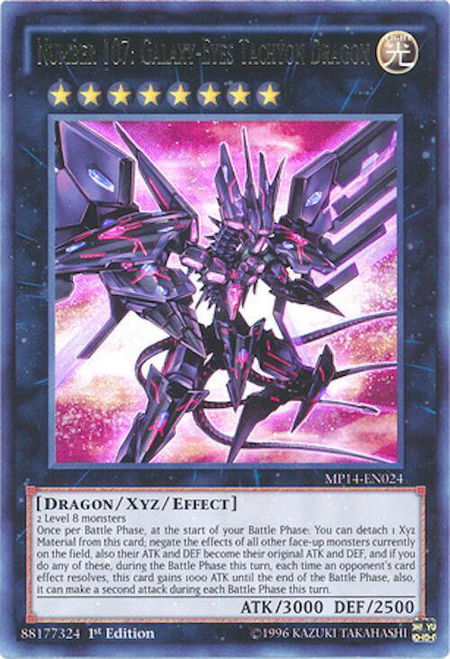 Number 107: Galaxy-Eyes Tachyon Dragon trading card from 2014 Mega-Tins Mega Pack Number 107: Galaxy-Eyes Tachyon Dragon - 2014 Mega-Tins Mega Pack YuGiOh trading card