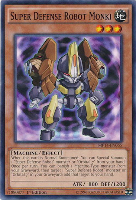 Super Defense Robot Monki trading card from 2014 Mega-Tins Mega Pack Super Defense Robot Monki - 2014 Mega-Tins Mega Pack YuGiOh trading card