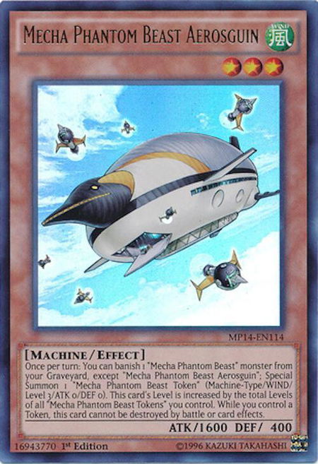 Mecha Phantom Beast Aerosguin trading card from 2014 Mega-Tins Mega Pack Mecha Phantom Beast Aerosguin - 2014 Mega-Tins Mega Pack YuGiOh trading card