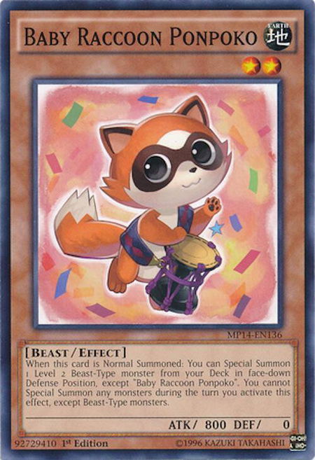 Baby Raccoon Ponpoko - 2014 Mega-Tins Mega Pack YuGiOh trading card