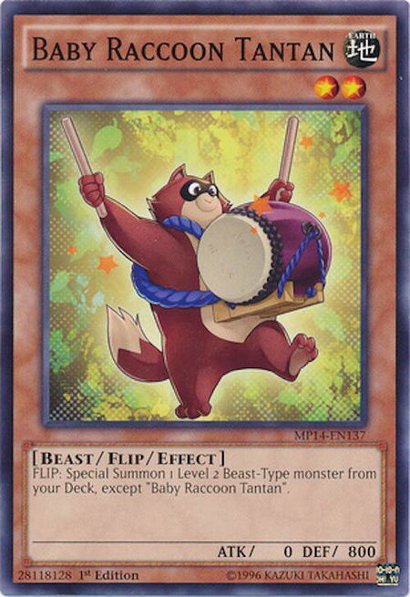 Baby Raccoon Tantan trading card from 2014 Mega-Tins Mega Pack Baby Raccoon Tantan - 2014 Mega-Tins Mega Pack YuGiOh trading card