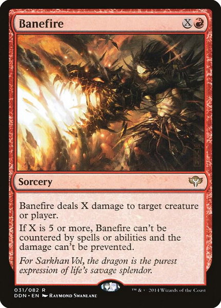 Banefire trading card from Duel Decks: Speed vs. Cunning Banefire - Duel Decks: Speed vs. Cunning Magic: The Gathering trading card
